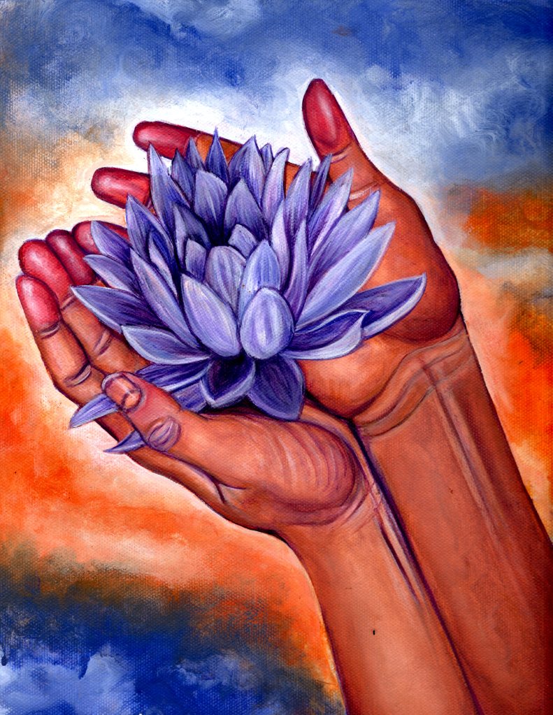 She said it was easy to hold the moon, 2025, acrylic on panel - Larissa Monique Hauck