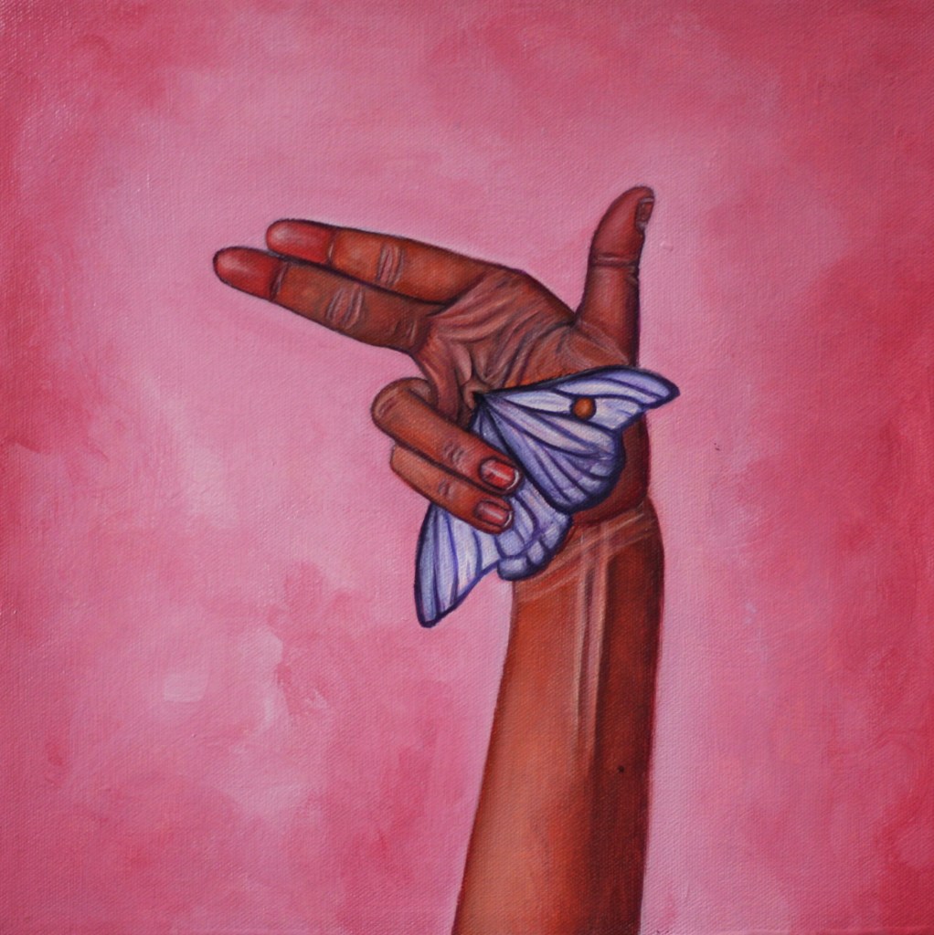 A girl is a gun, right panel, original acrylic painting by larissa monique hauck